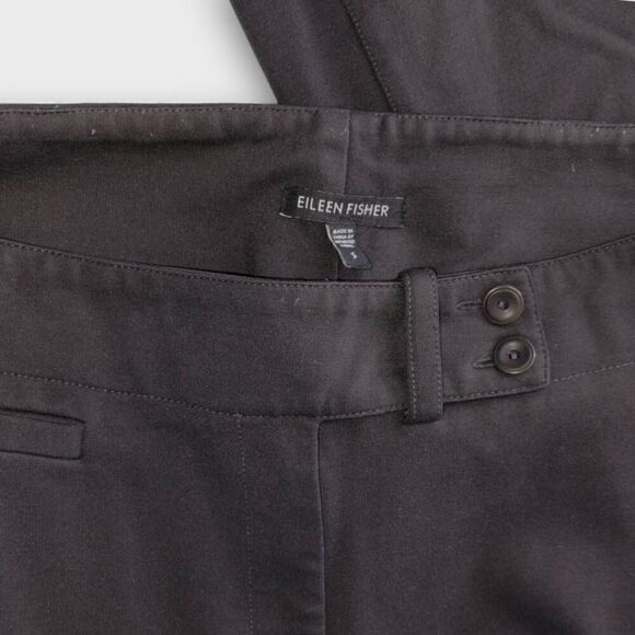 Eileen Fisher Womens Pants Sz Small Black Straight Front Zip Back Pockets - Picture 5 of 10